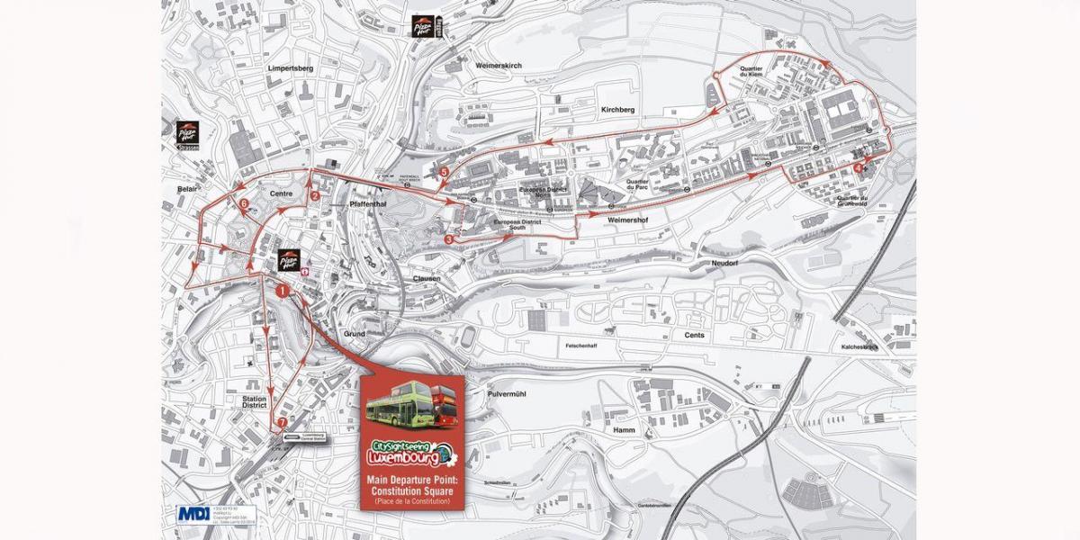 kart av hop on hop off Luxembourg