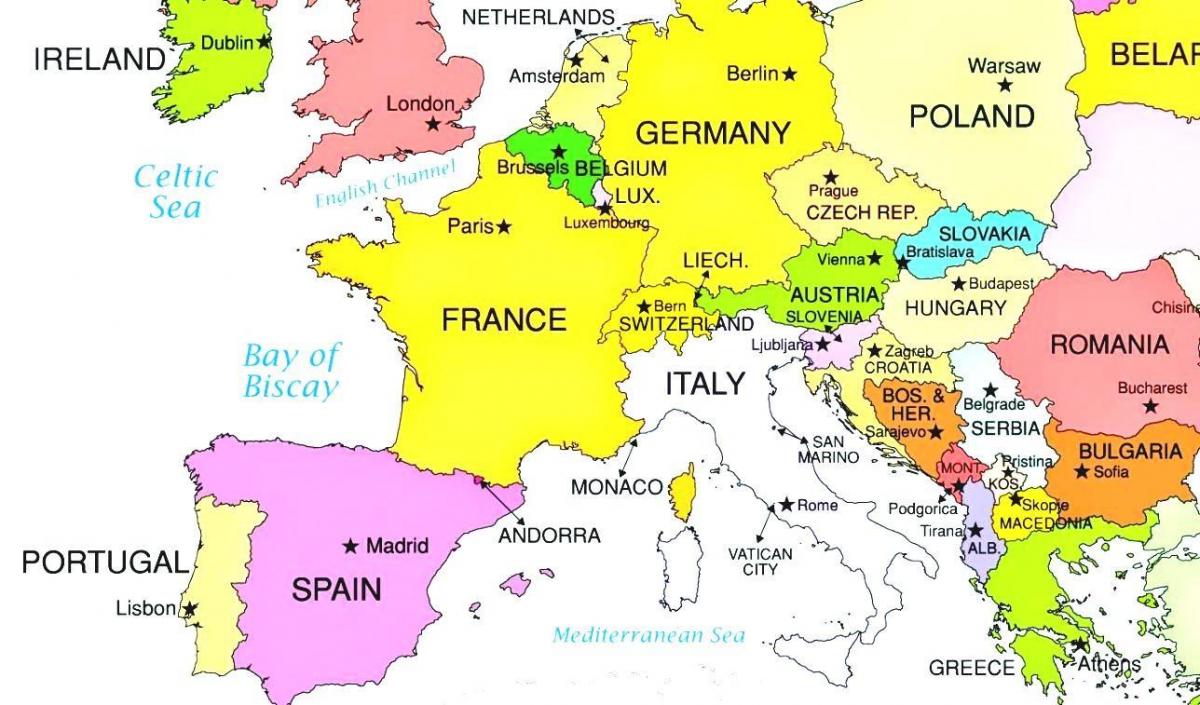 kart over europa som viser Luxembourg
