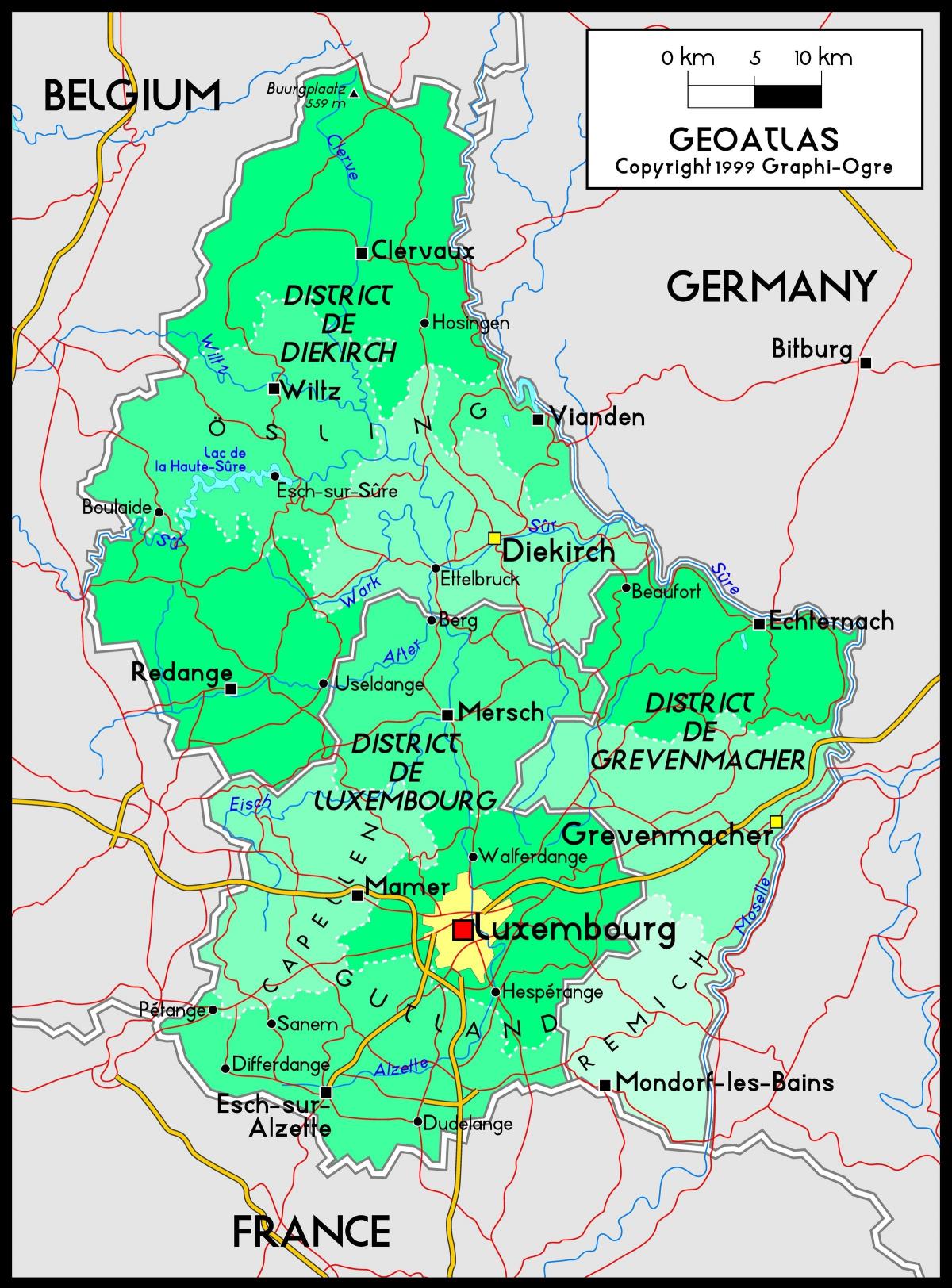 Luxembourg kart plassering