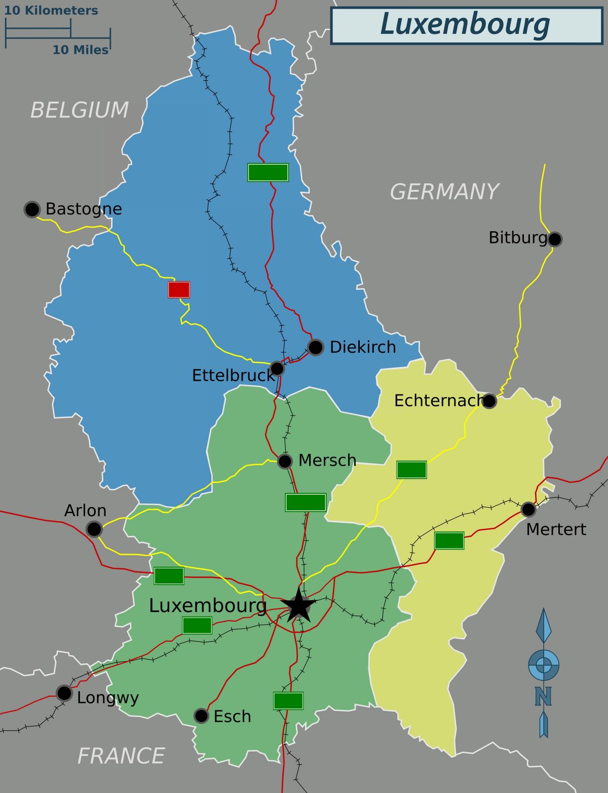 kart over Luxembourg politiske