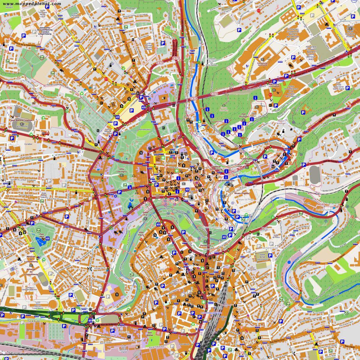 kart av Luxembourg sentrum